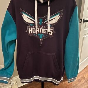 Charlotte Hornets Hoodie with Teal Sleeves and embroidered logos